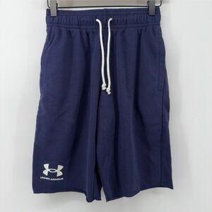 Under Armour Rival‎ Terry 10" Shorts Midnight Navy Men XS Fitted Pockets UA NWT